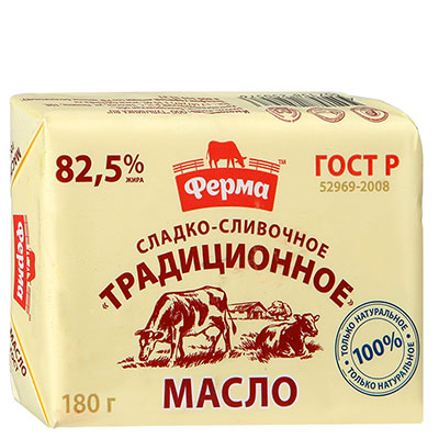 Масло Ферма сладко-сливочное Традиционное 82,5%